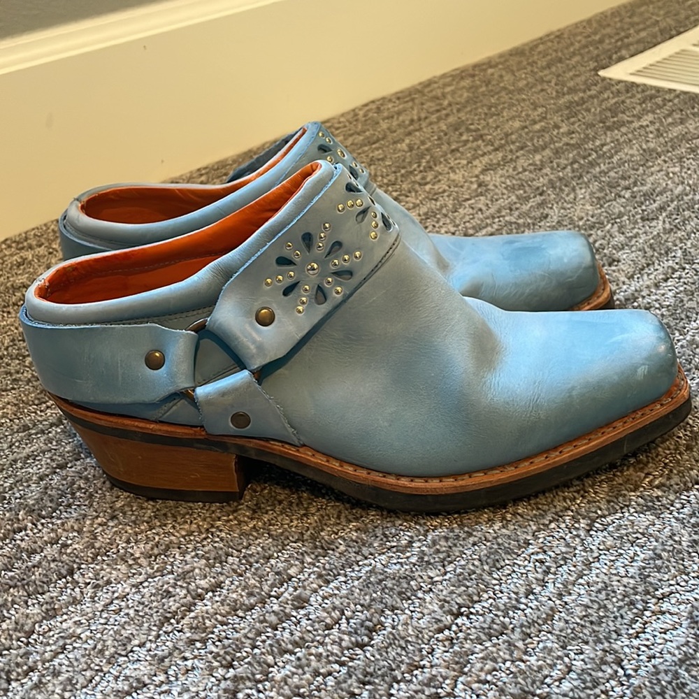 FRYE Harness Clog/Mule Boots Rare       Demim Blue